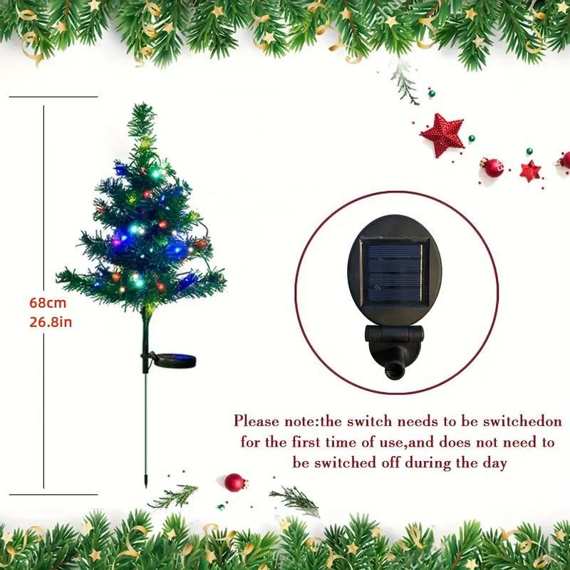 Solar Powered Christmas Tree Shaped Ground Light, Outdoor Garden Decorative Light, Decorative Lamp for Home Garden Yard Lawn Path