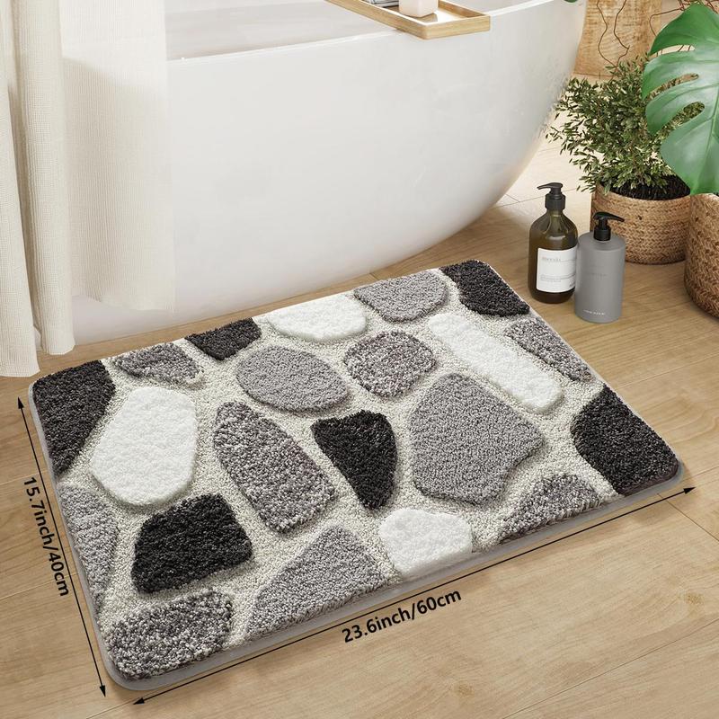 Stone Pattern Bathroom Mat, 1 Count Soft Thick Non-slip Comfortable Bath Mat,  Absorbent  Bath Rug for Bathroom  Home Dormitory Decor