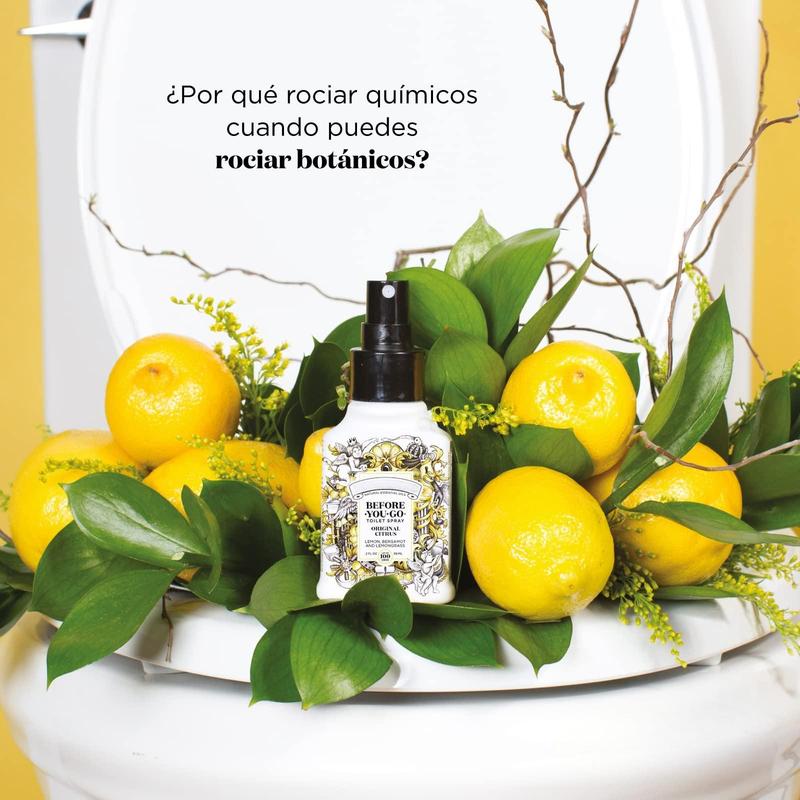 Before-You-Go Toilet Spray, Original Citrus, Travel Size 10 mL - Lemon, Bergamot and Lemongrass  Fragrance Freshener