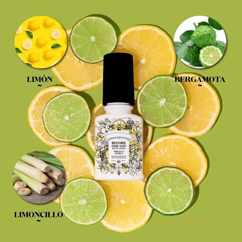 Before-You-Go Toilet Spray, Original Citrus, Travel Size 10 mL - Lemon, Bergamot and Lemongrass  Fragrance Freshener