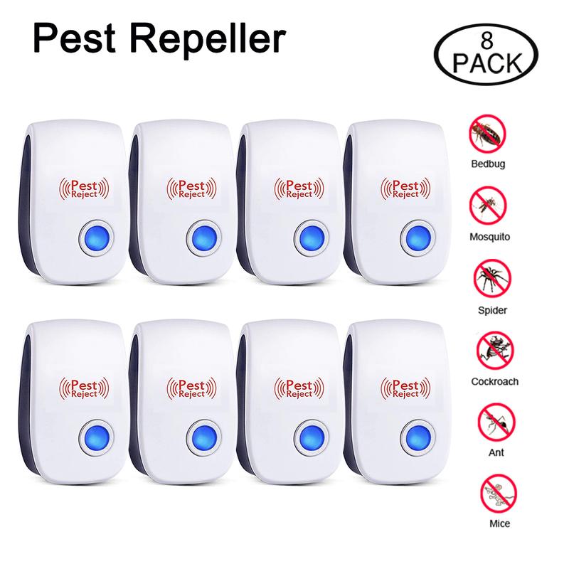 8PCS Ultrasonic Insect Repeller Electronic Plug for Rat Cockroach Insect Indoor Home Kitchen Car Plug repellent plug insect roach Ultrasonic Pest