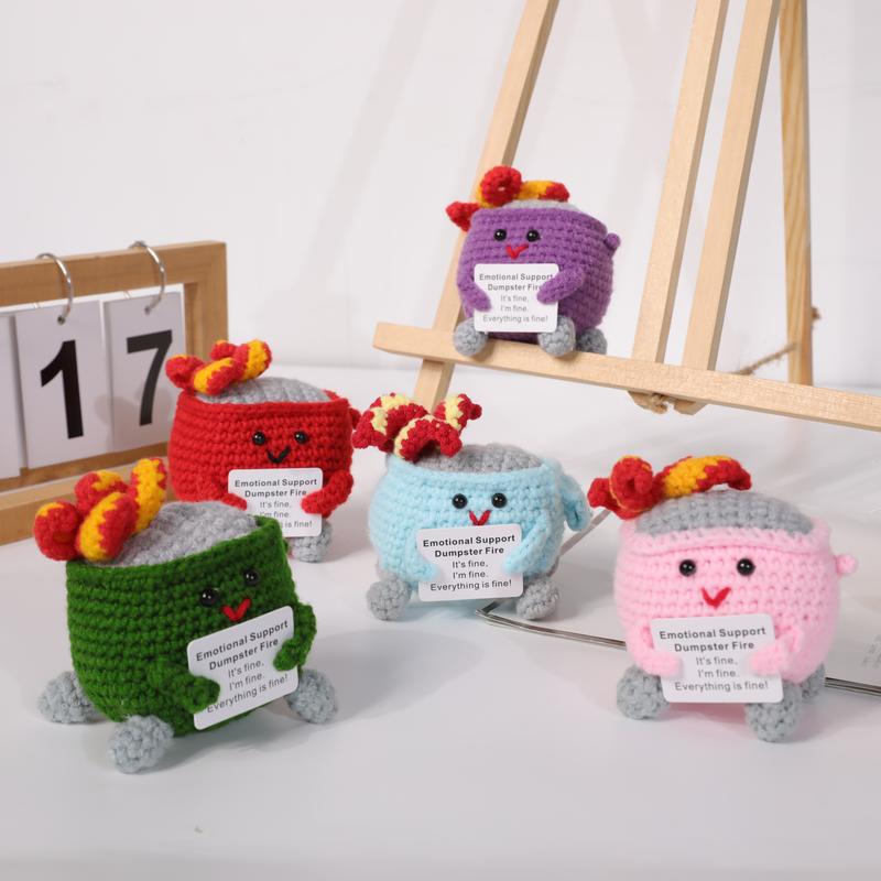 Christmas 2024 Ornaments Crochet Dumpster Fire Toy, 1 CountEmotional Support Dumpster FirePiush Toy, Emotional SupportOmament for Decoration Or Gift