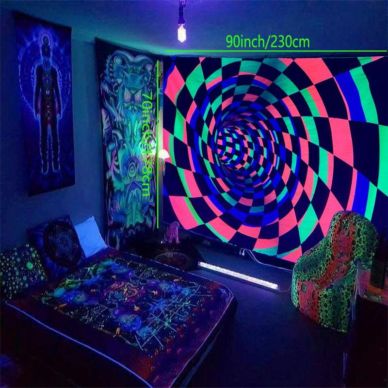 3D Fluorescent Geometric Pattern Tapestry, 1 Count Colorful Wall Hanging Tapestry, Wall Hanging Decor For Home Living Room Bedroom Decor