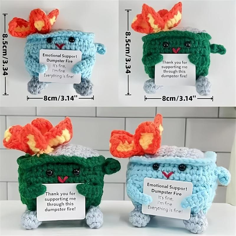 Christmas 2024 Ornaments Crochet Dumpster Fire Toy, 1 CountEmotional Support Dumpster FirePiush Toy, Emotional SupportOmament for Decoration Or Gift