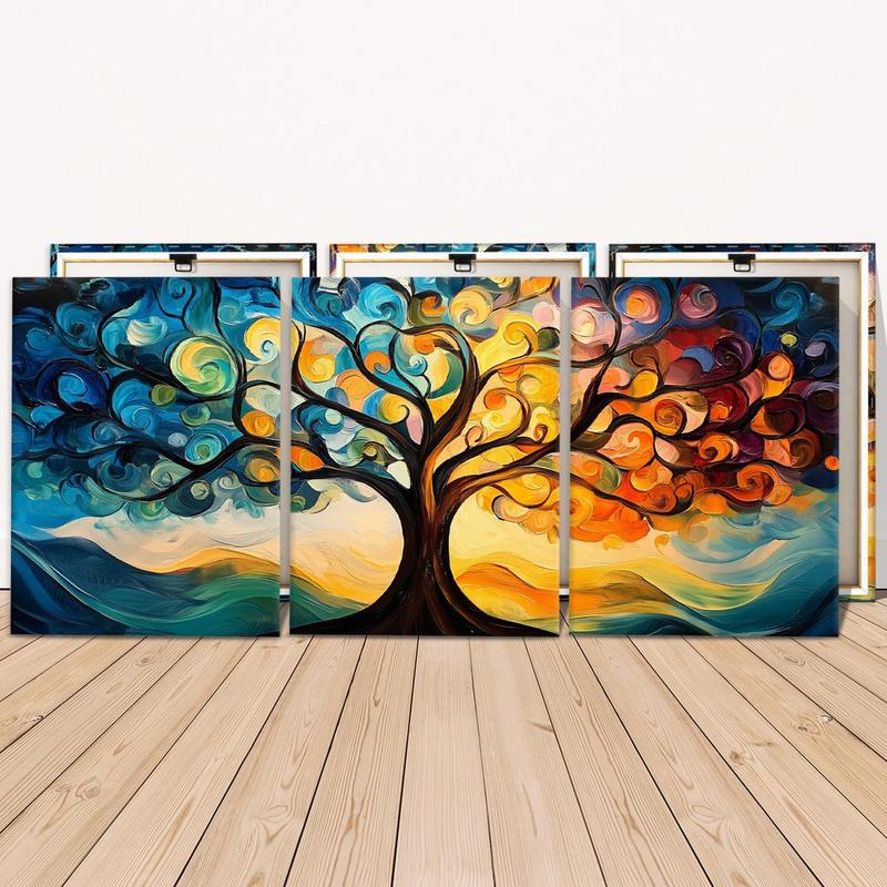 Abstract Tree Pattern Canvas Painting with Frame, 3 Counts set Modern Wall Art, Wall Decor for Home Living Room Bedroom Office