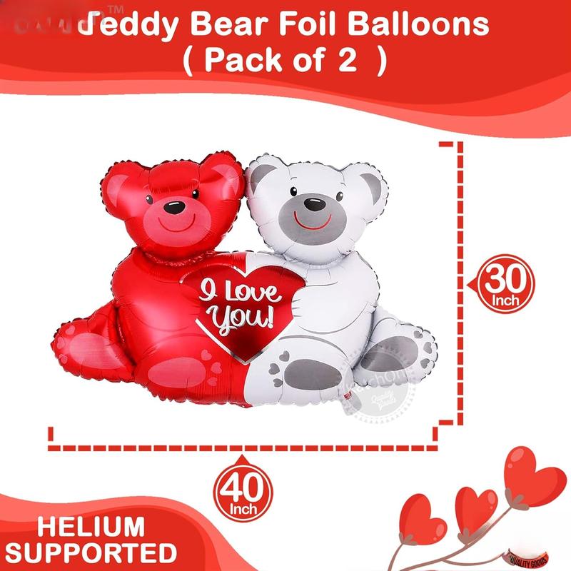 , Huge Teddy Bear Balloons Set - 40 Inch, Rose Petals for Romantic Night Pack of 2000 | I Love You Balloons | Valentines Balloons for Valentines Day Decorations | Happy Valentines Day Balloons