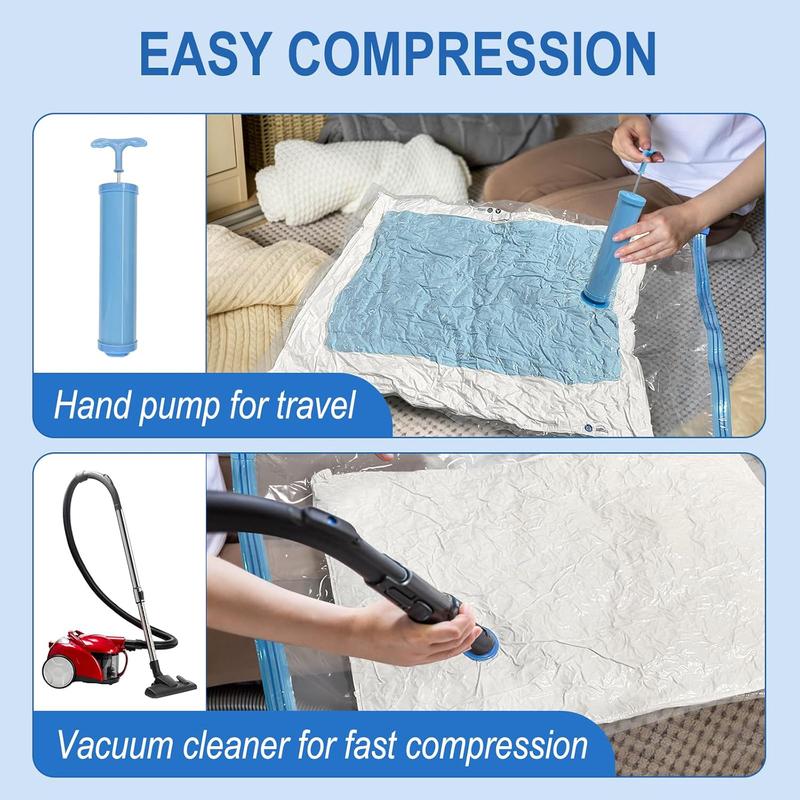 20 Pack Vacuum Storage Bags with Hand Pump, 4  + 4 Large + 4 Medium + 8 Small 80% Space Saver Vacuum Seal Bags for Clothing, Vacuum  Bags Travel Lugggage, Blankets, Comforters