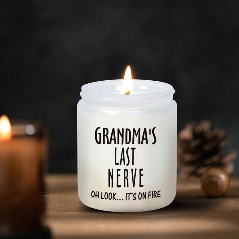 Grandma Candle Gifts for Grandma Gifts for Mothers Day from Granddaughter Grandson - 7oz Grandmau2019s Last Nerve Lavender Scented Soy Candle - Christmas Birthday Gift for Grandma from Grand