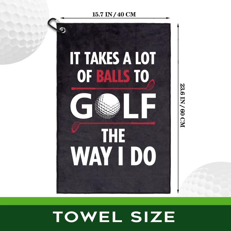 It Takes A Lot of Ball to Golf Polyester and Cotton Blend Printed Golf Towel, Funny Golf Accessories for Men Women, Golf Gift for Golf Fan Dad, Golf Lover Father's Day Birthday Gift (OGT019)