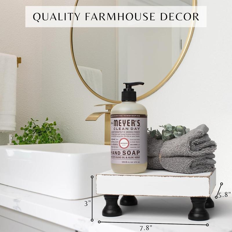 Decorative Wood Riser For Your Kitchen or Bathroom Farmhouse Decor - Beautiful Pedestal Stand Uniquely Displays Your Decorations - The  Wooden Tray to Enhance Your Home Decor Organiser Racks