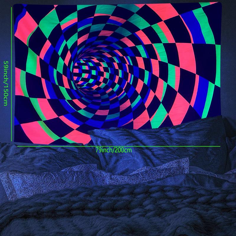 3D Fluorescent Geometric Pattern Tapestry, 1 Count Colorful Wall Hanging Tapestry, Wall Hanging Decor For Home Living Room Bedroom Decor