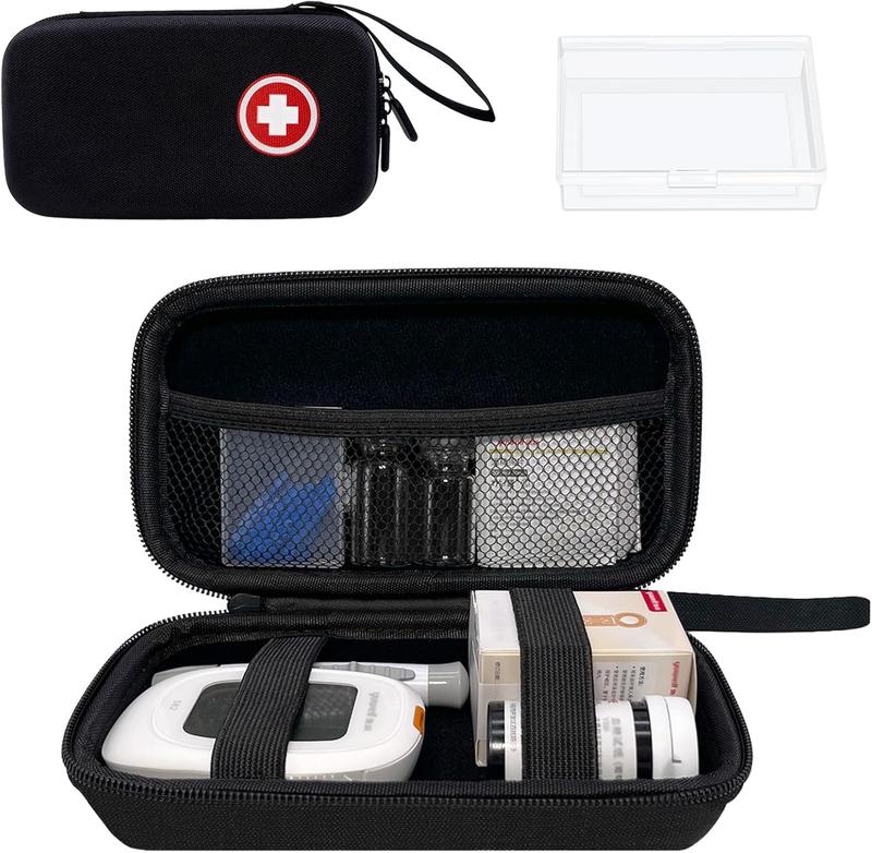 Diabetic Supplies Travel Case, Carrying Case Organizer for  Testing Kit,  Glucose Monitor Kit with Meter,  Sugar Test Strips, Lancets, Lancing Device,  Wipe (Case Only)