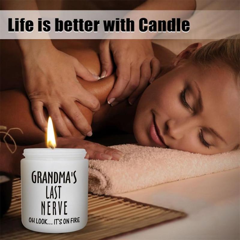 Grandma Candle Gifts for Grandma Gifts for Mothers Day from Granddaughter Grandson - 7oz Grandmau2019s Last Nerve Lavender Scented Soy Candle - Christmas Birthday Gift for Grandma from Grand