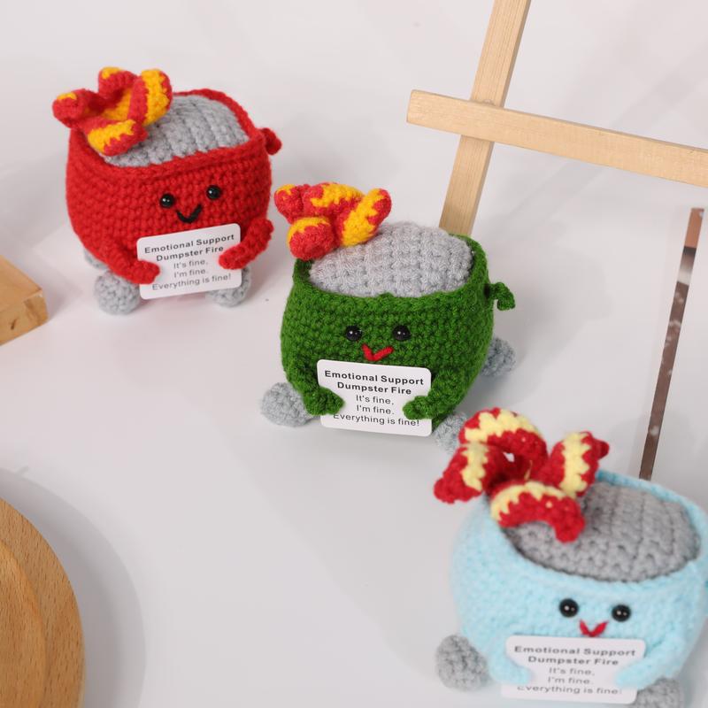 Christmas 2024 Ornaments Crochet Dumpster Fire Toy, 1 CountEmotional Support Dumpster FirePiush Toy, Emotional SupportOmament for Decoration Or Gift