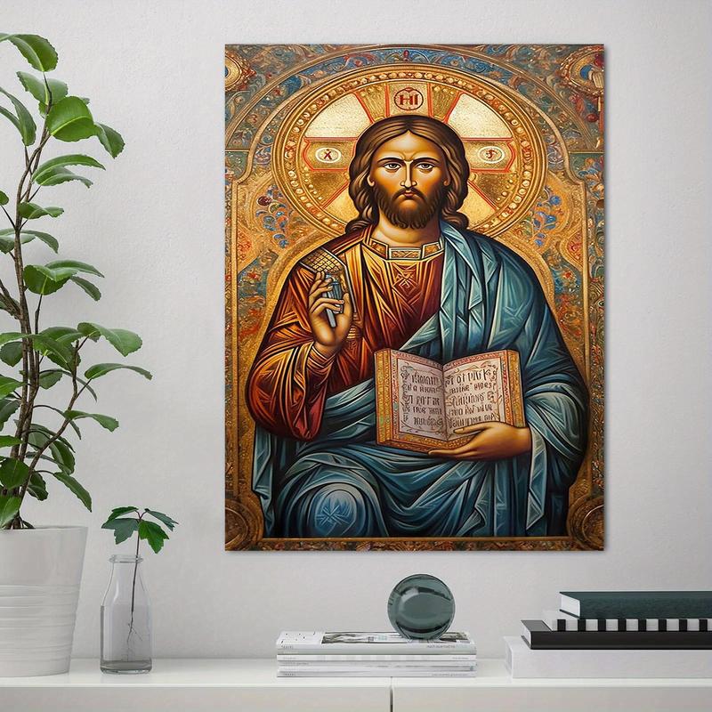 Eastern Orthodox Jesus Christ Oil Painting Poster , Decorative Wall Art for Home, Office, or Hotel rimless