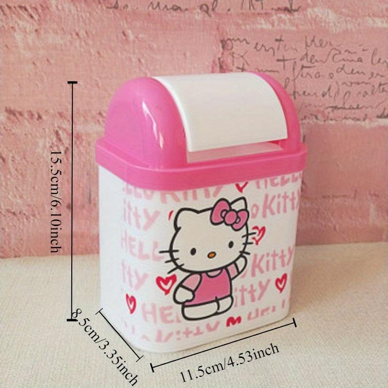 Tech Comforts  Sanrio Hello Kitty Quiet-Close Trash Can - Cylindrical, Press-Top Wastebasket For Desk Storage, Durable Abs Material, Pink