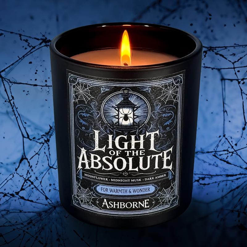 Light of the Absolute - 8oz Scented Candle - Moonflower, Midnight Musk, Dark Amber - Natural Coconut Wax - 35 h Burn Time - Premium Foil Label - Dark Candles