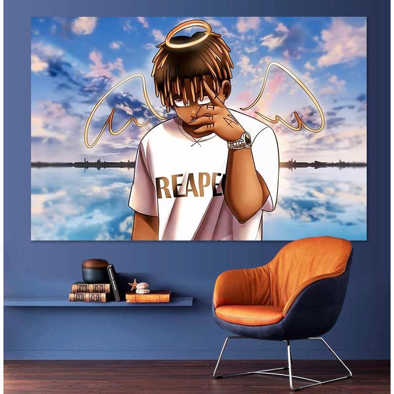 Juice WRLD Rapper Tapestry for Bedroom, Rapper Wall Hanging Decor,Cartoon Posters for Room Aesthetic, Living Room Bedroom Home Decor