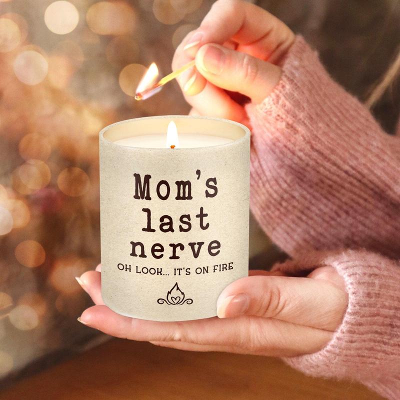 Mom's Last Nerve Candle for Mom from Daughter, Son - Mothers Day, Christmas, Birthday Gifts for Stepmom, Bonus Mom - Aroma Candle Decoration Lavender