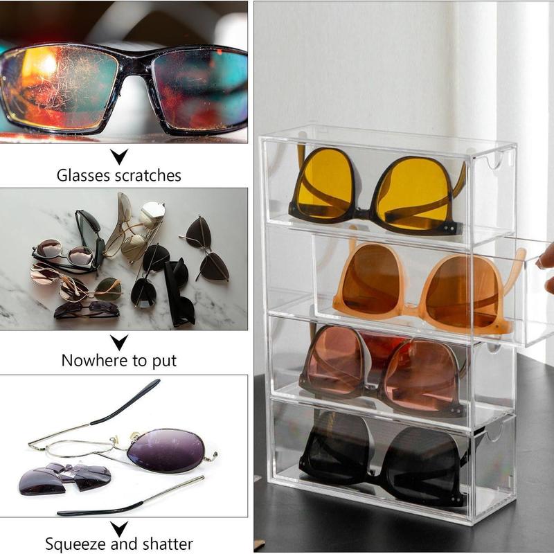 Clear Sunglasses Drawer Divider, 1 Count Multi-layer Transparent Dust-proof Sunglasses Storage Box, Home Organizer for Living Room Bedroom Office