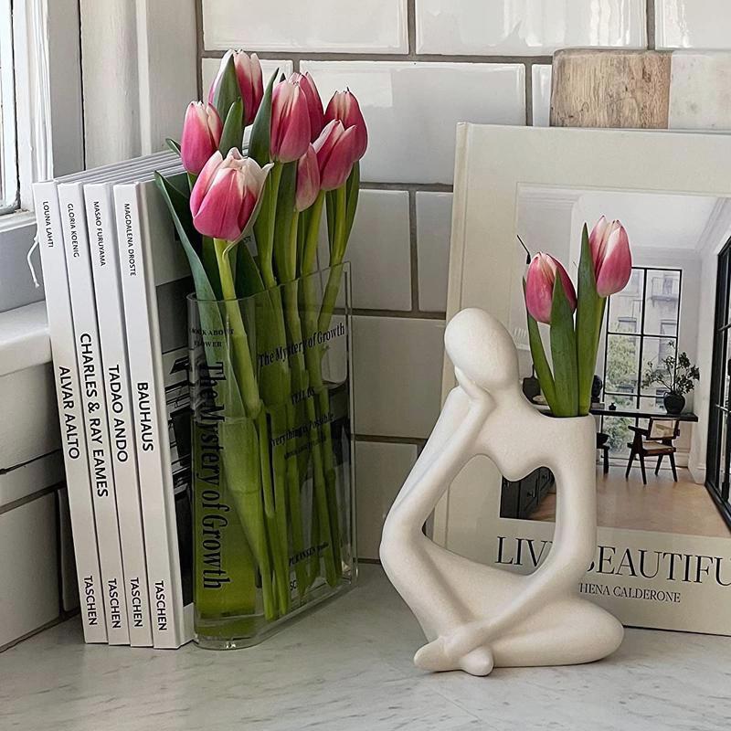 Bookend Vase for Flowers! Cute Decor for Book Lovers, Acrylic Vase with Artistic Flavor for Office