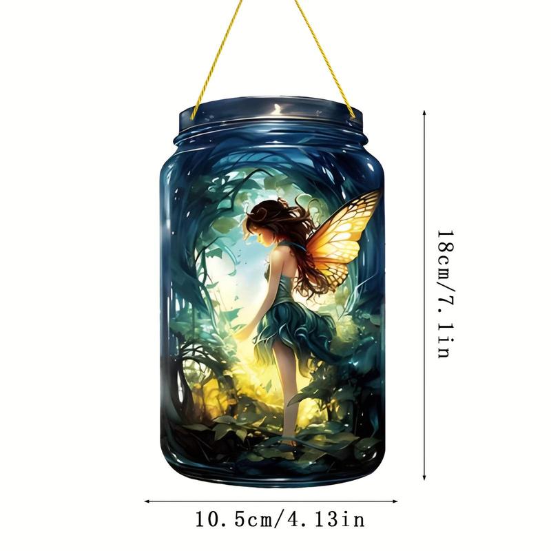 Mason Jar Shaped Elf Fairy Hanging Decor, 1 Count Acrylic Hanging Ornament, Hanging Decor for Home Living Room Bedroom, Gift for Friend