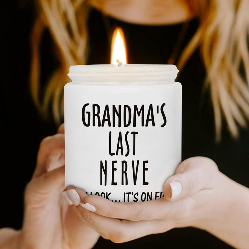 Grandma Candle Gifts for Grandma Gifts for Mothers Day from Granddaughter Grandson - 7oz Grandmau2019s Last Nerve Lavender Scented Soy Candle - Christmas Birthday Gift for Grandma from Grand