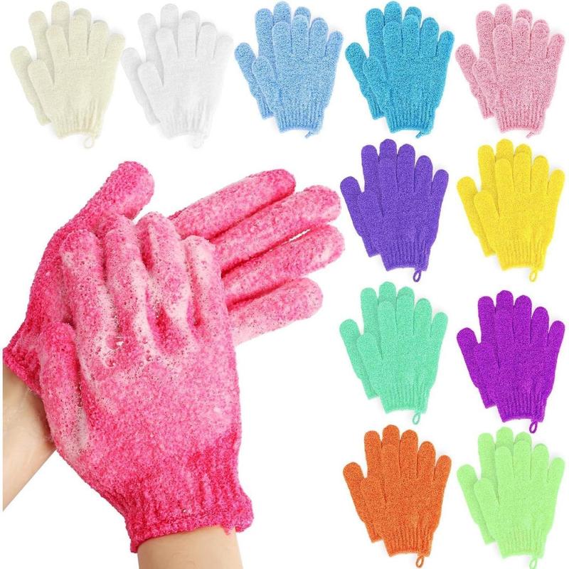 24 counts Exfoliating Bath Gloves, Made of  Nylon,12 Colors Double Sided Exfoliating Gloves for Beauty Spa Massage Skin Shower Scrubber Bathing Accessories-12 Pairs Bath Gloves