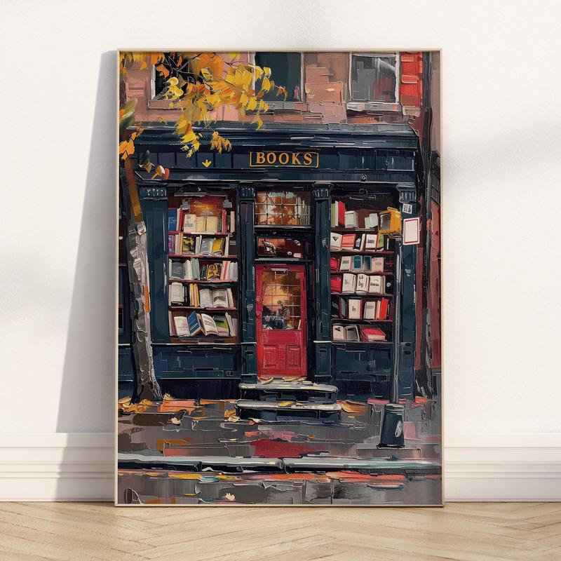 Book Store Vintage Printable Wall Art Autumn Cozy Room Decor New York Bookshop Print Book Lover Academia Poster Reading