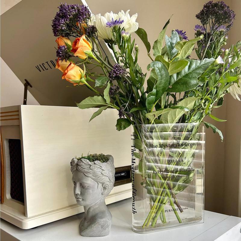 Bookend Vase for Flowers! Cute Decor for Book Lovers, Acrylic Vase with Artistic Flavor for Office