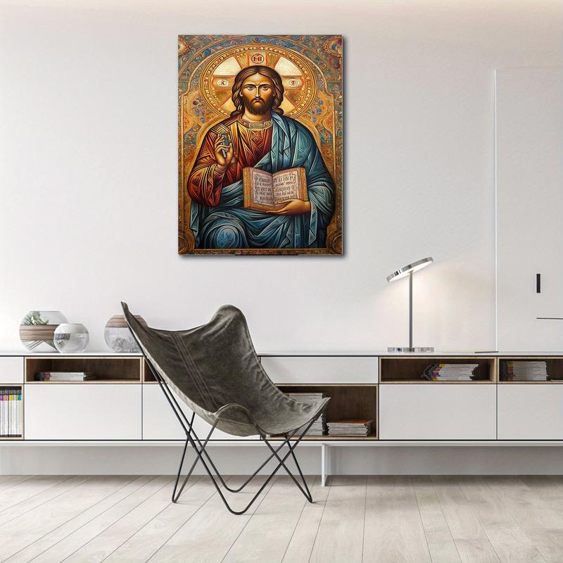 Eastern Orthodox Jesus Christ Oil Painting Poster , Decorative Wall Art for Home, Office, or Hotel rimless