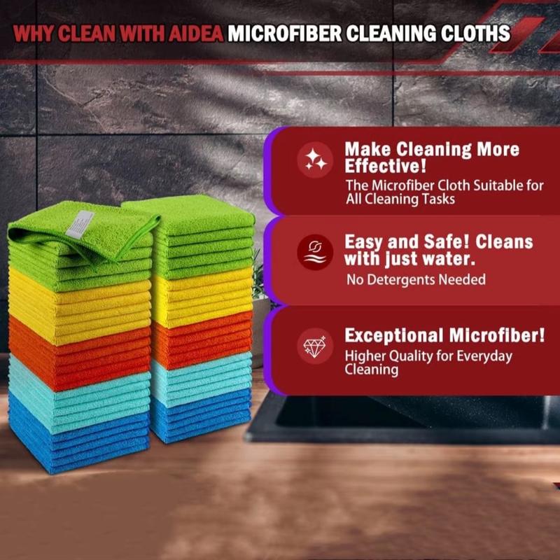 50 Pack Microfiber Cleaning Cloths for Cars, SUVs, House, Kitchen, Window - Premium All-Purpose Absorbent Cleaning Towel