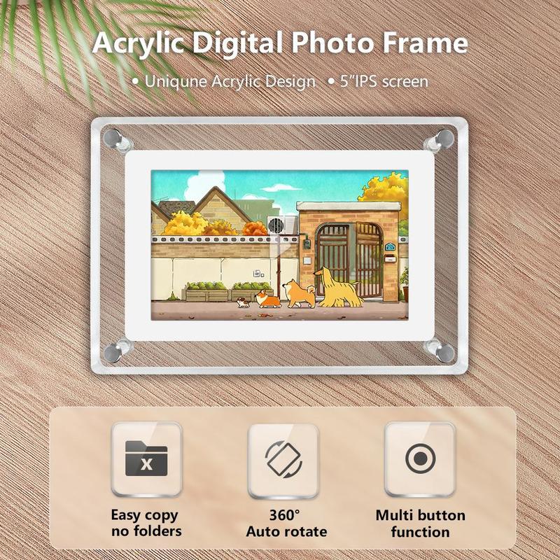 Crystal Advertising player acrylic 5 inch 4GB IPS Screen digital photo frame for gift