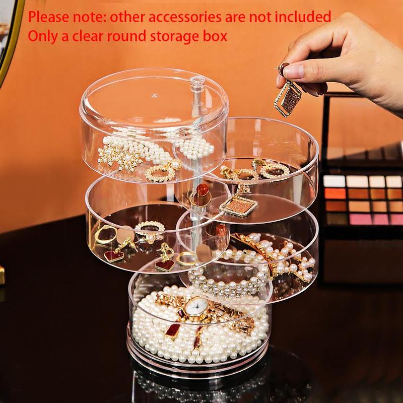 Jewelry Storage Box, 360° Rotatable Multi-layer Clear Organizer, Desktop Dustproof Storage Box for Earrings Necklace Bracelet