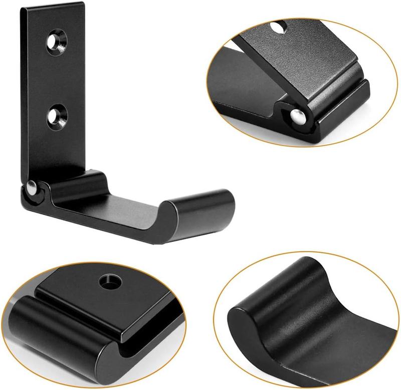 6PCS Folding Coat Hooks, Matte Black Wall Hooks for Hanging Coats Hardware Heavy Duty Aluminum Alloy Robe Hooks