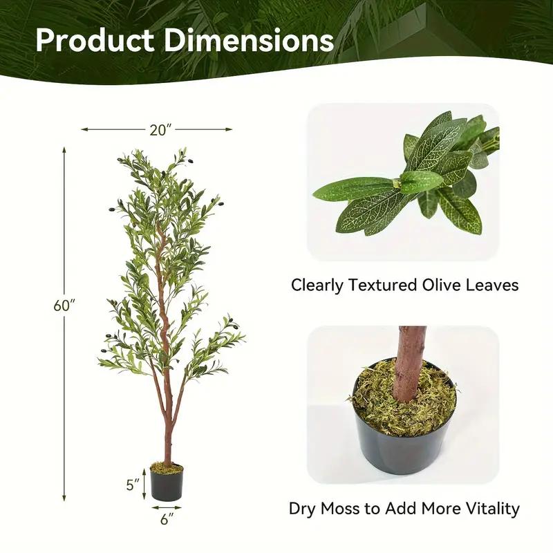 Artificial Olive Tree Tall Faux Silk Plant forHome Offce Decor indoor Fake Potted Tree with Natural Wood Trunk and Lifelike Fruits Holographic Artificial Decorative Ornaments Decorative Ornaments artificial  plants