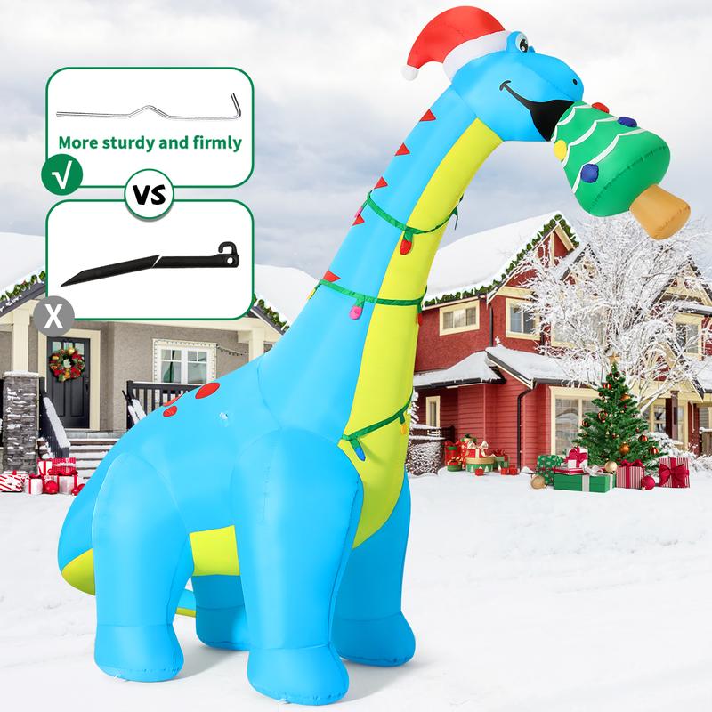 Christmas Dinosaur Eat Christmas Tree 10FT Inflatables Outdoor Decorations with LEDs