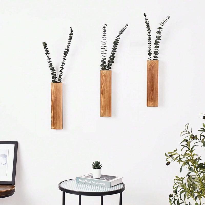 Wooden Wall Hanging Vase, 1 Count Modern Simple Wall Mounted Plant Box, Wall Decor for Home Living Room Bedroom Kitchen Office