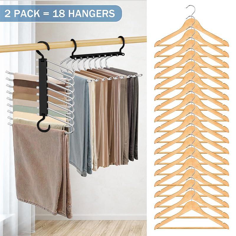 9-layer Pants Hanger, Space Saving Pant Hanger Organizer, Multifunctional Pants Rack, Bedroom Clothes Rack Organizer, Closet Organizer for Pants Jeans Leggings Trousers, Room Accessories