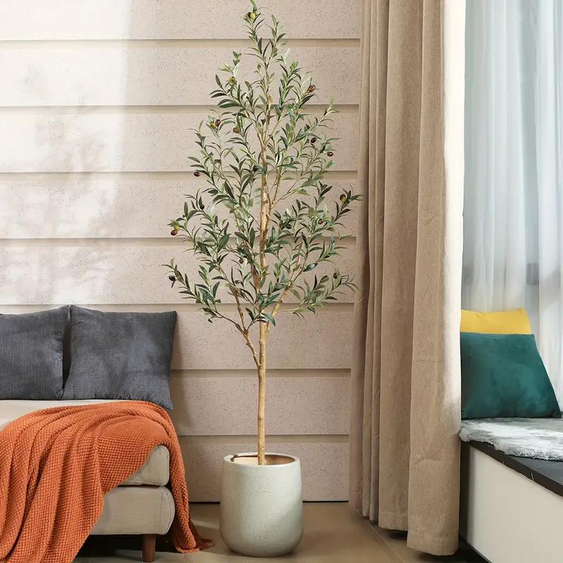 Artificial Olive Tree Tall Faux Silk Plant forHome Offce Decor indoor Fake Potted Tree with Natural Wood Trunk and Lifelike Fruits Holographic Artificial Decorative Ornaments Decorative Ornaments artificial  plants