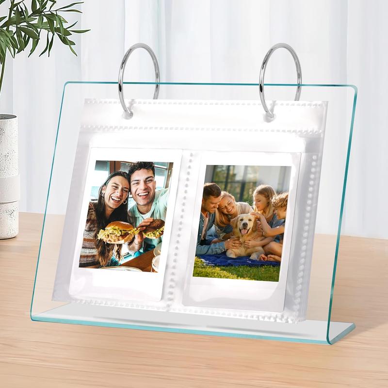 Desktop Small Photo Album, 68 Pockets  Flip Mini Photo Book, Tabletop Picture Display suitable for 2x3 inch Polaroid Fujifilm Cameras Kpop Photocard Flash Card