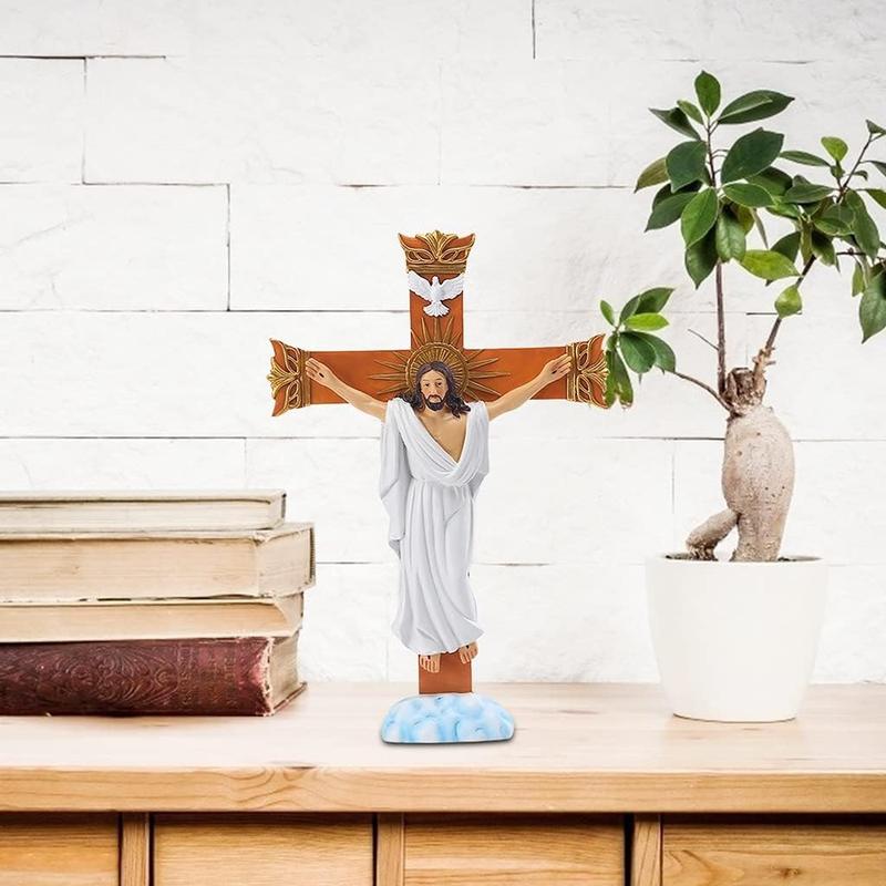 Catholic Crucifix Cross Church Ornaments, for Decorations Home Office Table Resin Jesus Christ Statues and Figurines 7.87Inch