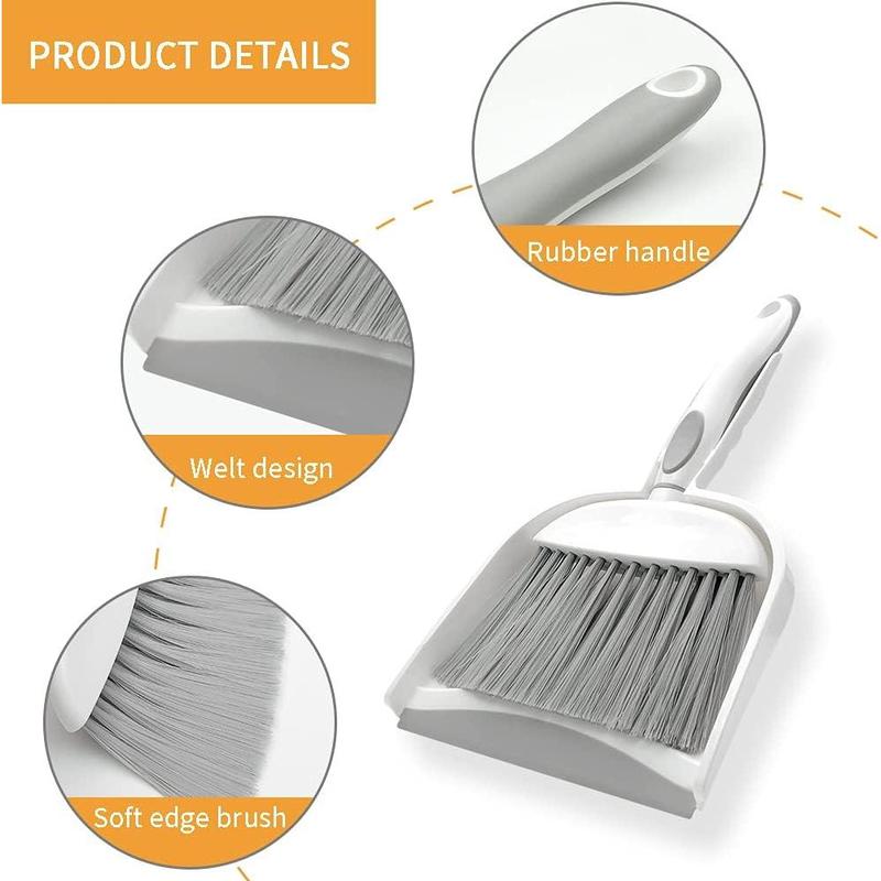 Broom Dustpan Brush Small Dust pan : Small Dustpan and Brush Set Mini Broom and Dustpan Set Whisk Broom and Dustpan Set Small Broom and Dustpan Set for Desk, Table, Home, Kitchen Necessities (Gray)