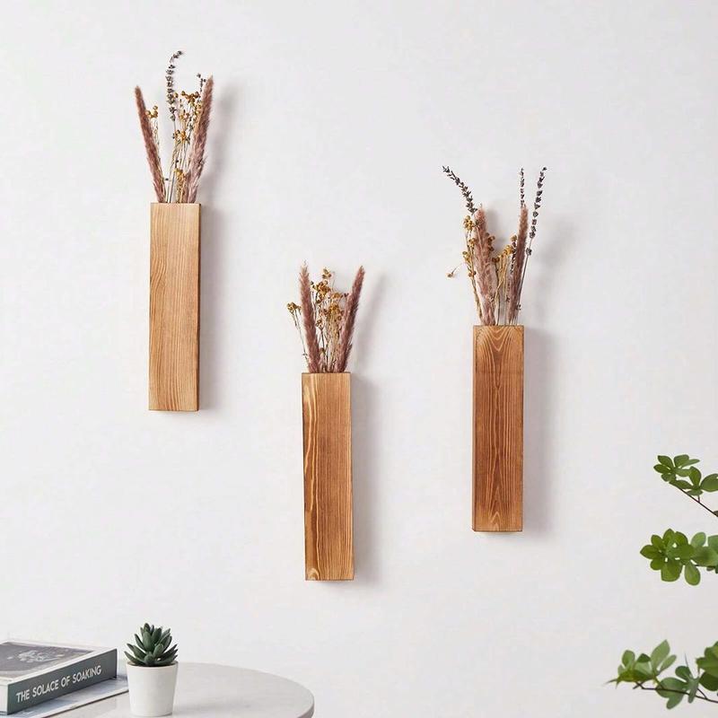 Wooden Wall Hanging Vase, 1 Count Modern Simple Wall Mounted Plant Box, Wall Decor for Home Living Room Bedroom Kitchen Office