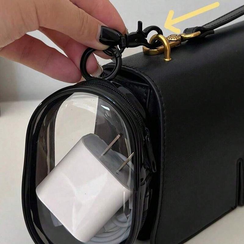 2 1pc Portable Mini Zipper Storage Bag, Compact Multifunctional Storage Bag, Headphone And Charger Case With Keychain, Transparent Travel Accessories School Supplies School Accessaries Back To School Organizer Universty Students