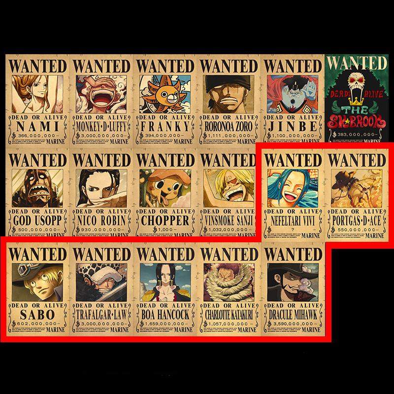 O P Anime Wanted Bounty Straw Hat Pirates Crew Posters Set