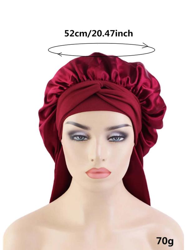 Simple Silk Satin Long Tube Bonnet, Sleeping Bonnet for Women & Girls, Soft and Comfortable Night Sleep Hat for Long Curly Hair, Basic Shower Cap for Protects Hairstyles & Prevents Hair Tangling