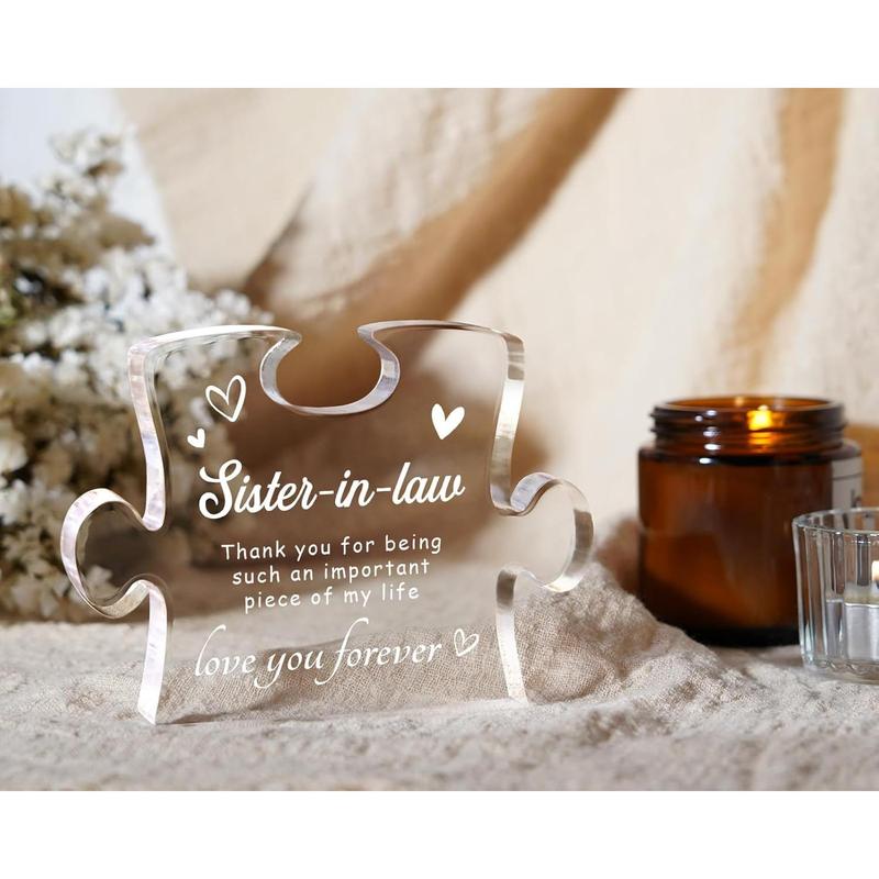 Sister in Law Birthday Gifts - 4.9 x 3.7 inch Engraved Acrylic Block, Sister in Law Gifts, Unique Mothers Day Wedding for Sister in Law, Best Sister in Law Gifts Ideas