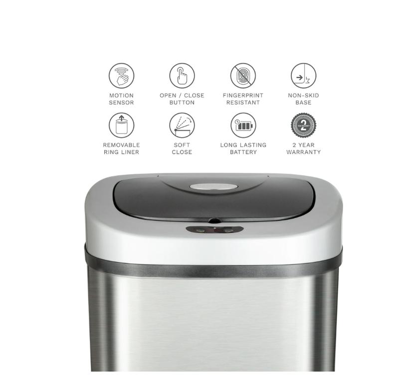 Nine Stars 21.1 Gallon Trash Can, Motion Sensor Touchless Kitchen Trash Can, Stainless Steel