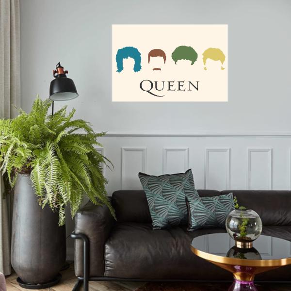 Queen Band - Silhouette Music Wall Art Decor, This Ready to Frame Vintage Music Poster Print is Perfect For Music Room, Office, Studio, And Man Cave Room Decor Aesthetic, Unframed